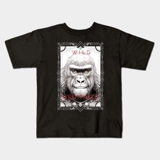 Gorilla Ape Wild Nature Illustration Line Epic Illustration Line Art Kids T-Shirt